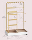 Jewellery Display Stand – Metal Frame and Velvet Tray – Gold – Earring, Bracelet, and Necklace Holder