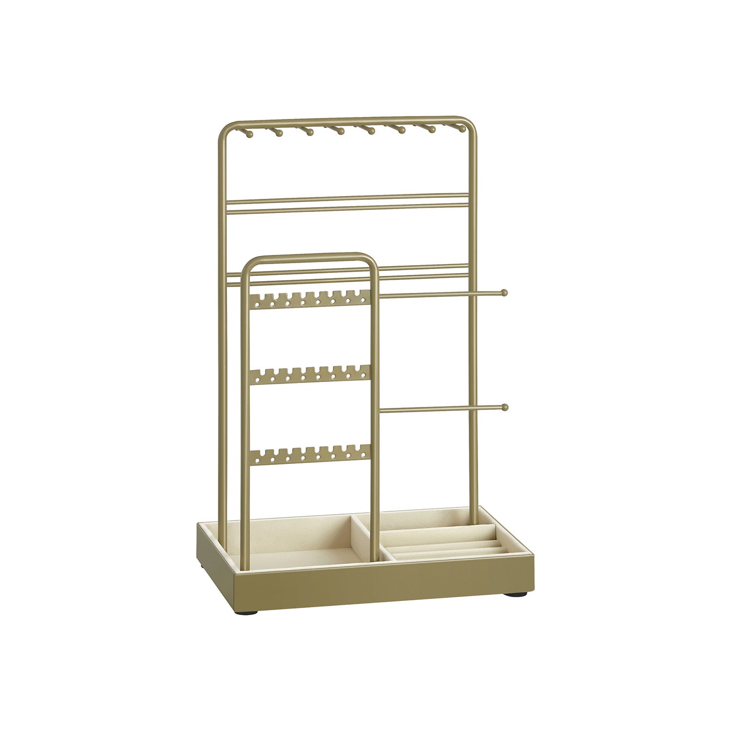 Jewellery Display Stand – Metal Frame – Laurel Green – Velvet Tray and Organiser for Earrings, Bracelets, and Necklaces
