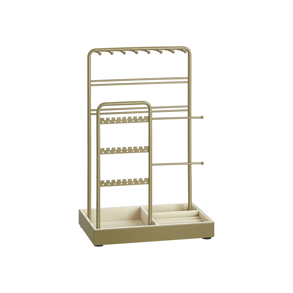 Jewellery Display Stand – Metal Frame – Laurel Green – Velvet Tray and Organiser for Earrings, Bracelets, and Necklaces