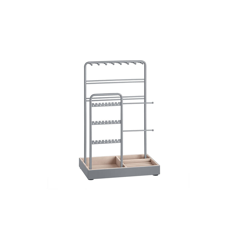 Jewellery Display Stand – Metal Frame – Dove Grey – Velvet Tray, Earring and Bracelet Holder