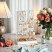 Jewelry Organizer – Metal – Clear – Multi-Functional Display Stand with Velvet Tray