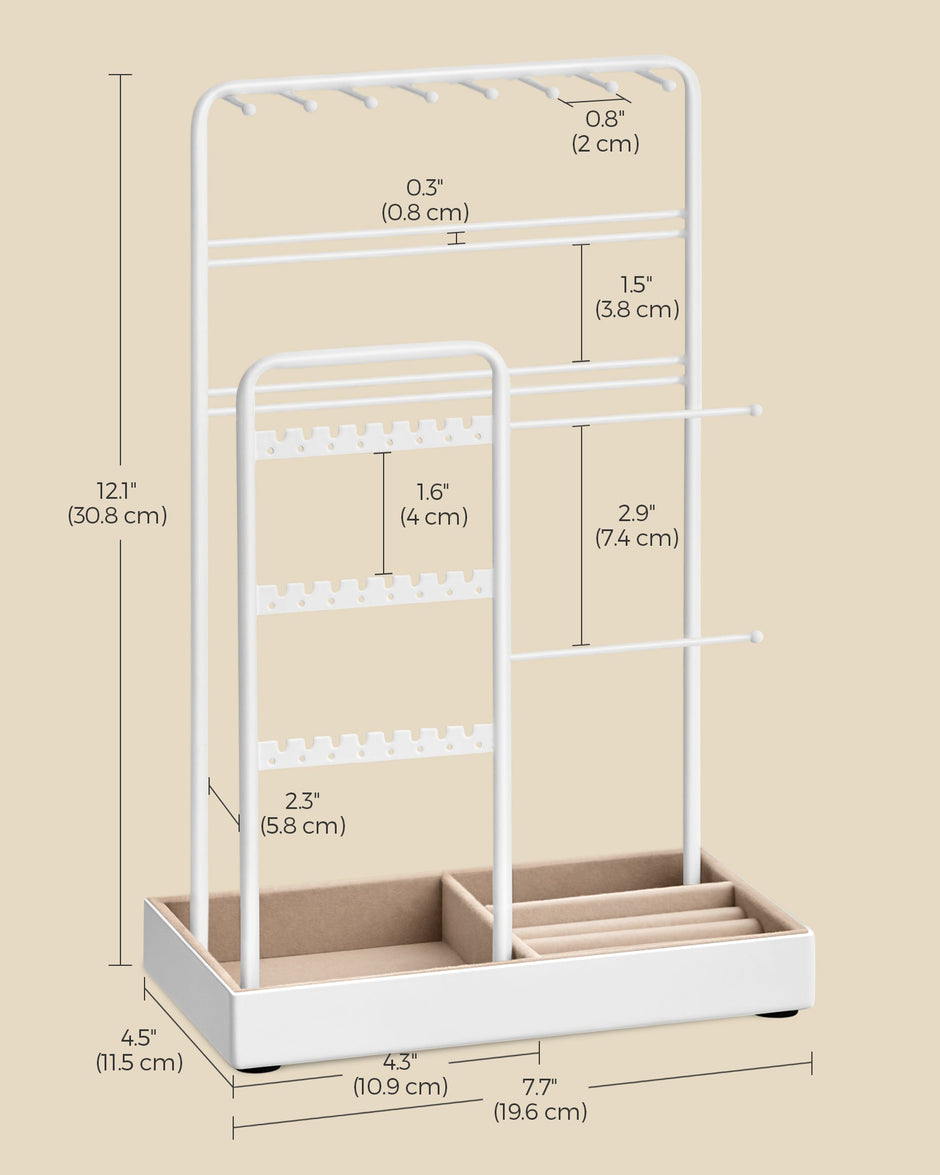 Jewellery Stand – Metal Frame and Velvet Tray – Black – Multi-Functional Organiser and Display for Earrings, Bracelets, and Necklaces