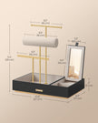 Jewellery Display Stand – Metal – Black – Includes Mirror and Multi-Functional Holders for Earrings, Bracelets, Necklaces, and Rings