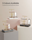 Jewellery Stand – Metal – Dove Grey and Gold – Organiser with Mirror and Earring/Necklace Holders