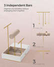 Jewellery Display Stand – Metal – Black – Includes Mirror and Multi-Functional Holders for Earrings, Bracelets, Necklaces, and Rings