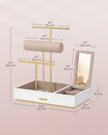 Jewellery Display Stand – Metal – Black – Includes Mirror and Multi-Functional Holders for Earrings, Bracelets, Necklaces, and Rings