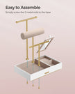 Jewellery Display Stand – Metal – Black – Includes Mirror and Multi-Functional Holders for Earrings, Bracelets, Necklaces, and Rings