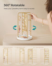 Rotating Jewellery Stand – Metal – Champagne Gold – 4 Independent Sections with Bottom Tray