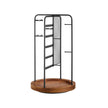 Rotating Jewellery Stand – Metal – Ink Black – 4 Independent Sections with Bottom Tray