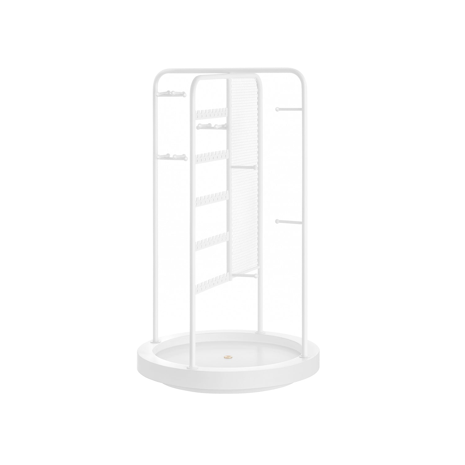 Rotating Jewellery Stand – Metal – Cloud White – 4 Independent Sections with Bottom Tray