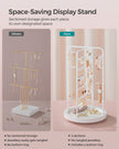 Rotating Jewellery Stand – Metal – Cloud White – 4 Independent Sections with Bottom Tray