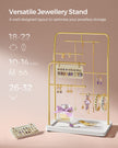 Jewellery Stand – Metal – Metallic Gold – 6 Hanging Rods and Earring Boards