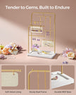 Jewellery Stand – Metal – Metallic Gold – 6 Hanging Rods and Earring Boards