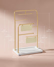 Jewellery Stand – Metal – Metallic Gold – 6 Hanging Rods and Earring Boards
