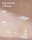 Jewellery Stand – Metal – Metallic Gold – 6 Hanging Rods and Earring Boards