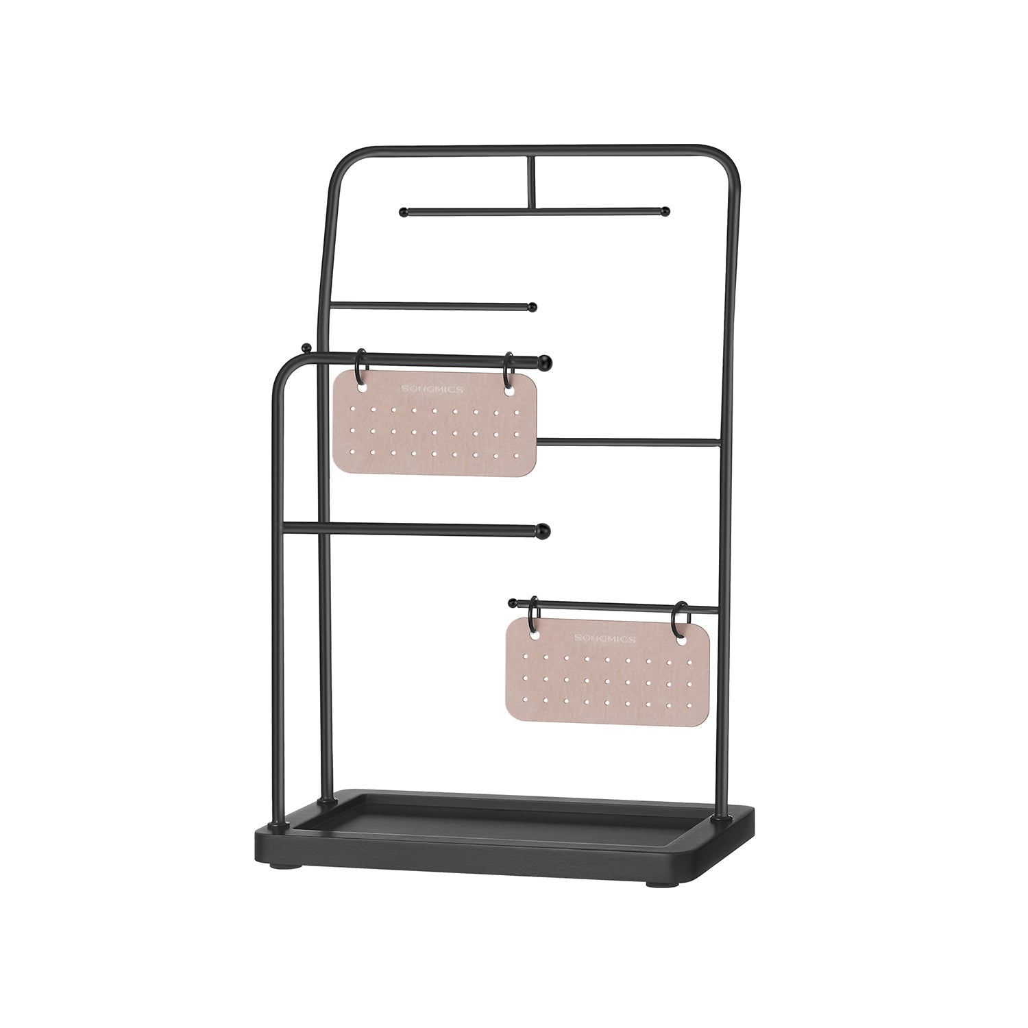 Jewellery Stand – Metal – Ink Black – 6 Hanging Rods and 2 Earring Boards