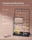 Jewellery Stand – Metal – Ink Black – 6 Hanging Rods and 2 Earring Boards