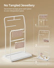 Jewellery Stand – Metal – Cloud White – 6 Hanging Rods and 2 Earring Boards