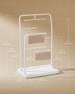Jewellery Stand – Metal – Cloud White – 6 Hanging Rods and 2 Earring Boards