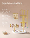 Jewellery Stand – Metal – Metallic Gold – Organiser with 4 Hanging Rods and 2 Earring Boards
