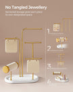 Jewellery Stand – Metal – Metallic Gold – Organiser with 4 Hanging Rods and 2 Earring Boards