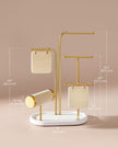 Jewellery Stand – Metal – Metallic Gold – Organiser with 4 Hanging Rods and 2 Earring Boards