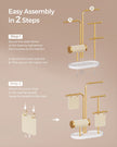 Jewellery Stand – Metal – Metallic Gold – Organiser with 4 Hanging Rods and 2 Earring Boards