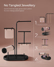 Jewellery Stand – Metal – Ink Black – 4 Hanging Rods with Earring Boards
