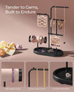 Jewellery Stand – Metal – Ink Black – 4 Hanging Rods with Earring Boards