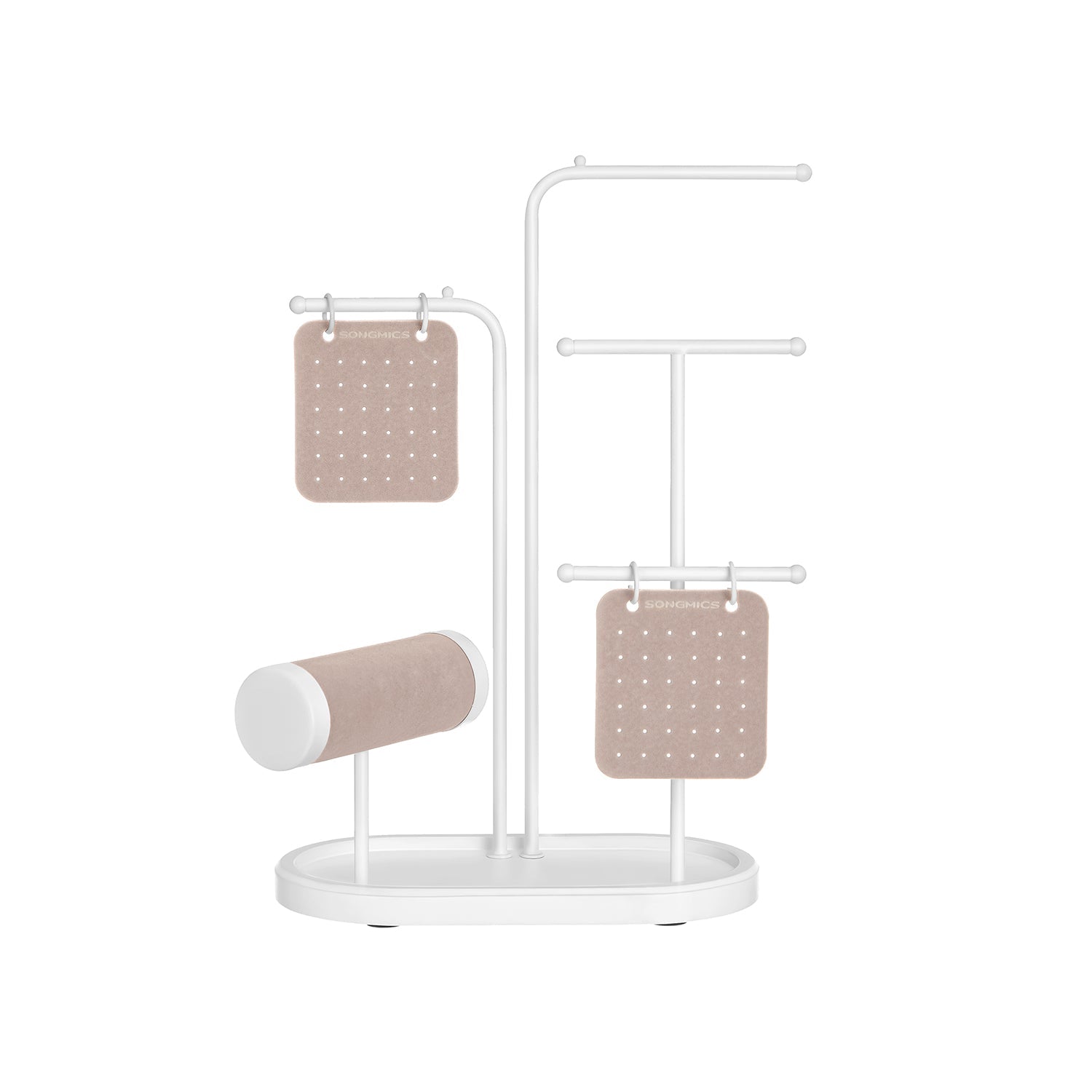 Jewellery Stand – Metal – Cloud White – 4 Hanging Rods and 2 Earring Boards