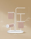 Jewellery Stand – Metal – Cloud White – 4 Hanging Rods and 2 Earring Boards