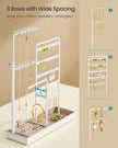 Jewellery Organiser – Metal Frame and Velvet – Matte White – Adjustable Height Necklace Holder