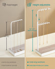 Jewellery Organiser – Metal Frame and Velvet – Matte White – Adjustable Height Necklace Holder