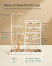 Jewellery Organiser – Metal Frame and Velvet – Matte White – Adjustable Height Necklace Holder