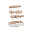 Jewellery Display Stand – Velvet – Cloud White and Camel Brown – Three Tiers with Removable Holder