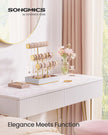 Jewellery Display Stand – Velvet – Cloud White and Camel Brown – Three Tiers with Removable Holder