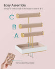 Jewellery Display Stand – Velvet – Cloud White and Camel Brown – Three Tiers with Removable Holder