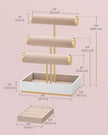 Jewellery Display Stand – Velvet – Cloud White and Camel Brown – Three Tiers with Removable Holder