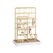 Jewellery Stand – Metal – Pale Gold – Velvet Tray with Earring and Necklace Holder