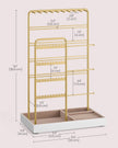 Jewellery Stand – Metal – Pale Gold – Velvet Tray with Earring and Necklace Holder
