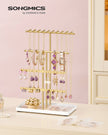 Jewellery Stand – Metal – Pale Gold – Velvet Tray and Organiser for Necklaces, Bracelets, and Earrings