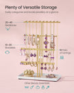 Jewellery Stand – Metal – Pale Gold – Velvet Tray and Organiser for Necklaces, Bracelets, and Earrings