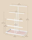 Jewellery Stand – Metal Frame and Velvet Tray – Matte White – Versatile Organiser for Necklaces, Bracelets, Earrings and Rings