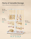 Jewellery Stand – Metal Frame and Velvet Tray – Matte White – Versatile Organiser for Necklaces, Bracelets, Earrings and Rings