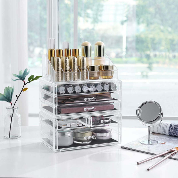 Stackable Makeup Organiser – Clear Acrylic – Large – 6 Drawer Design
