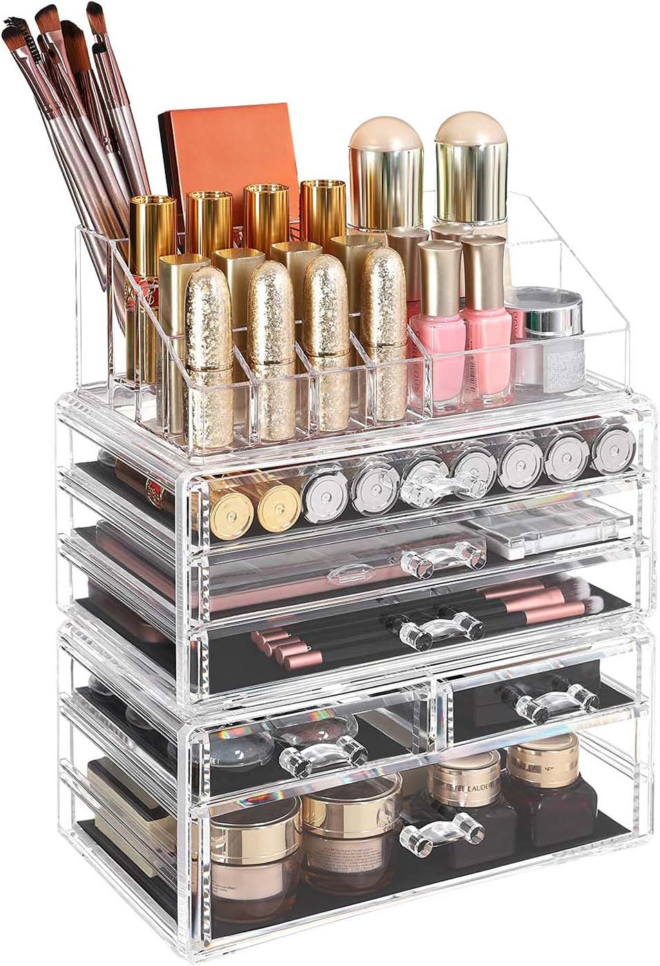 Stackable Makeup Organiser – Clear Acrylic – Large – 6 Drawer Design