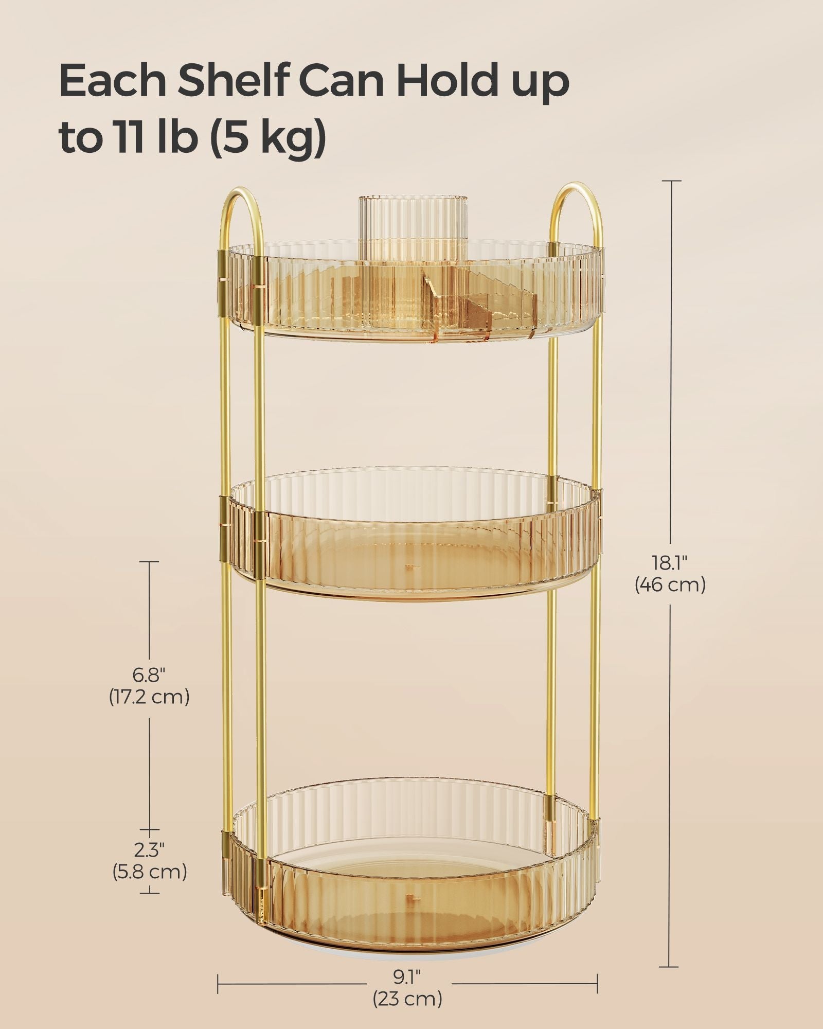 Rotating Makeup Organiser – Plastic – Round – Customisable 3-Tier Design