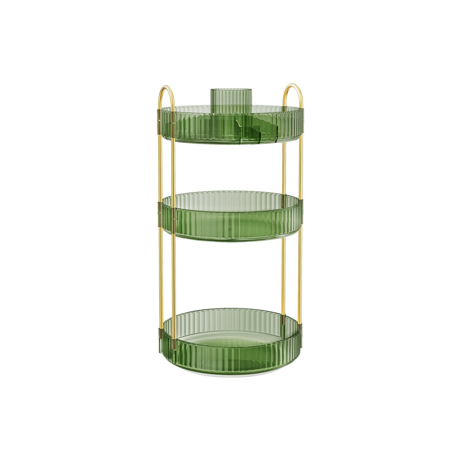 3-Tier Rotating Makeup Organiser – Plastic – Pale Green – Customisable Design