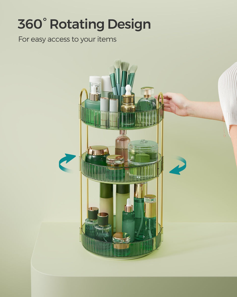 3-Tier Rotating Makeup Organiser – Plastic – Pale Green – Customisable Design