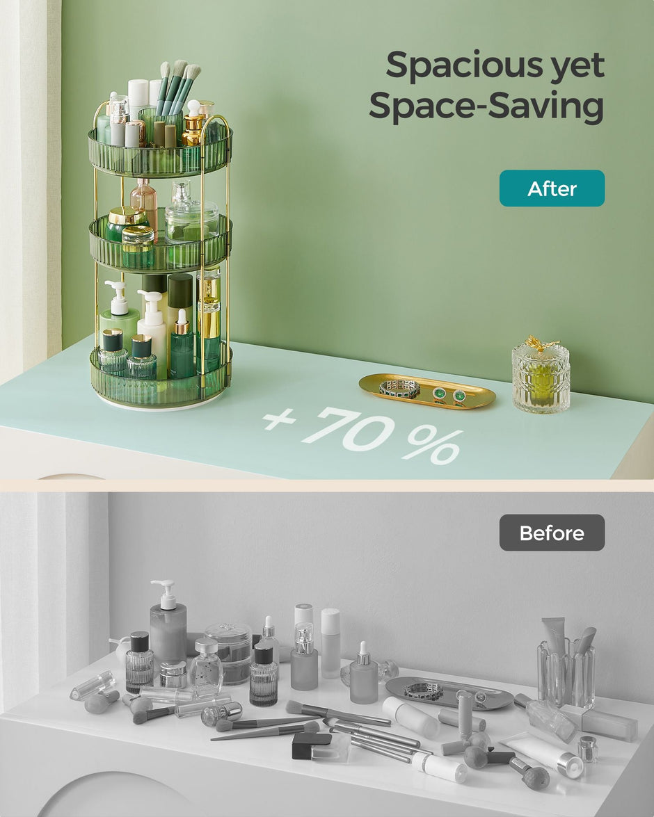 3-Tier Rotating Makeup Organiser – Plastic – Pale Green – Customisable Design
